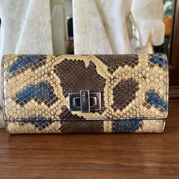 Fendi Handbags - Fendi Multi Color Python Excotic Turn Lock Wallet EUC (with COA)